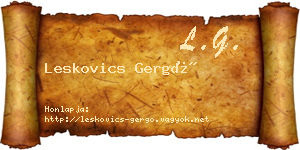 Leskovics Gergő névjegykártya